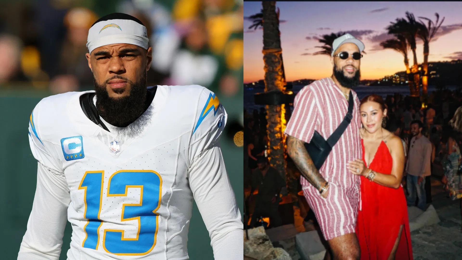 Nas fotos: Keenan Allen festeja com a esposa Ciandra Monique na Grécia em meio ao improvável retorno do veterano WR aos Chargers