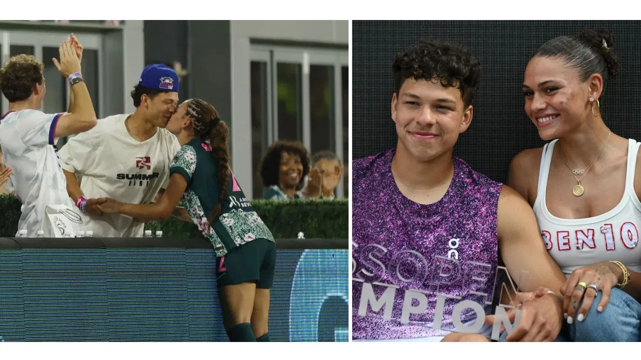 ASSISTIR: Trinity Rodman encontra o namorado Ben Shelton no meio da multidão, casal compartilha um beijo romântico após a vitória tardia em Spirit vs Dash