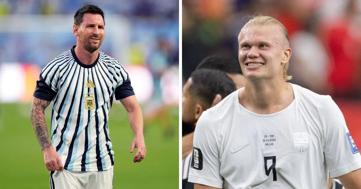 Erling Haaland reage após ser informado de que não ganhará a Chuteira de Ouro na Copa do Mundo da FIFA, depois que Lionel Messi aumentou sua contagem no torneio