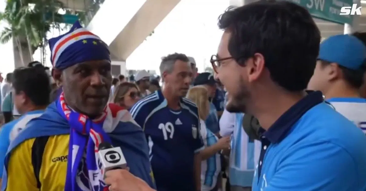 Entrevistador em estado de choque ao se relacionar acidentalmente com o pai do herói de Cabo Verde, Vozinha, antes do confronto entre a Argentina e a Copa do Mundo da FIFA
